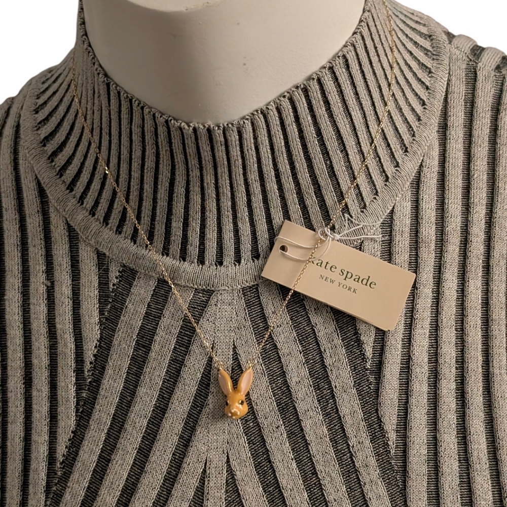 NEW NWT Kate Spade ♠️ Gold-Tone Bunny Rabbit Pendant Necklace